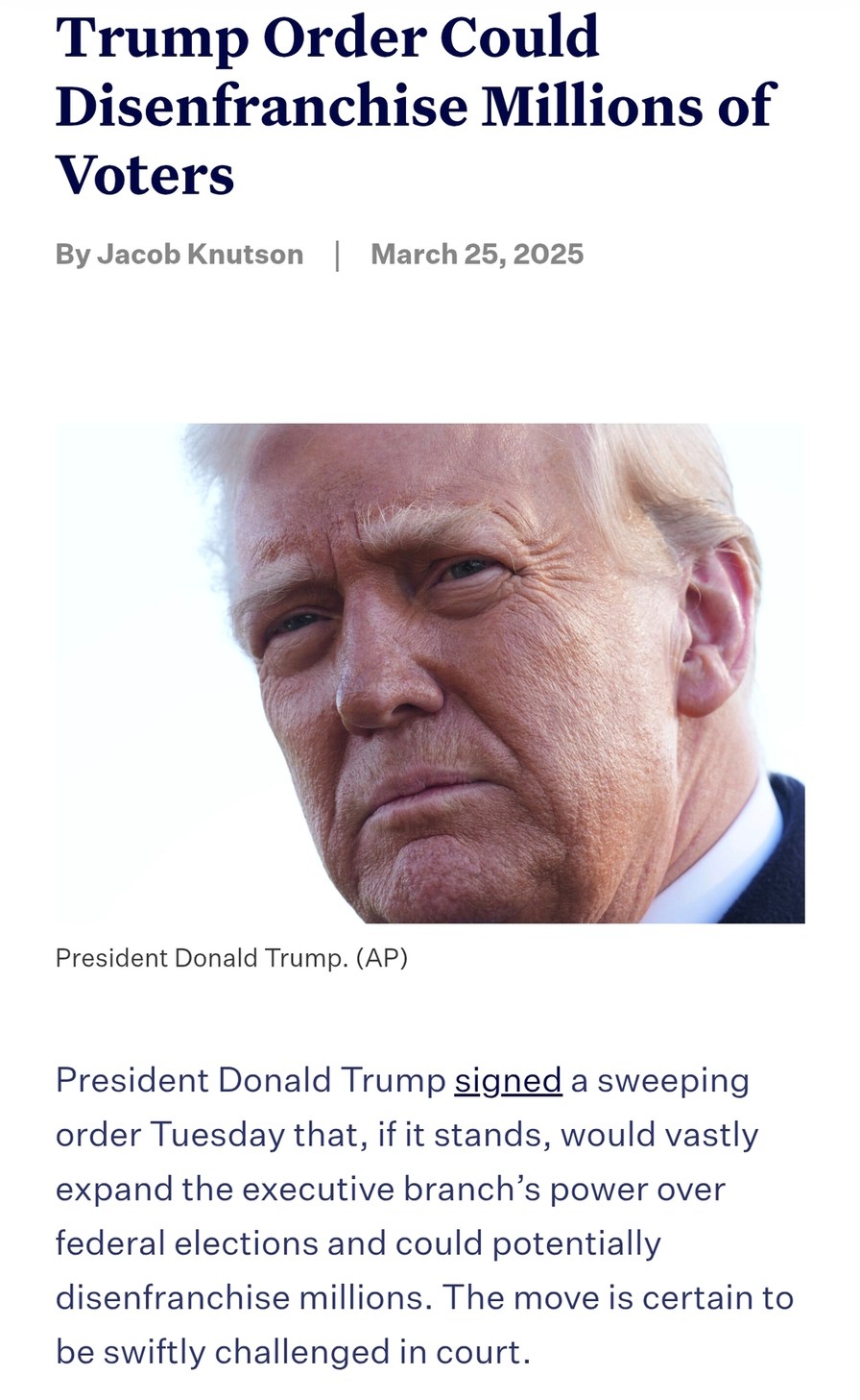 Trump's new order might block millions from voting because apparently that’s legal now - meme