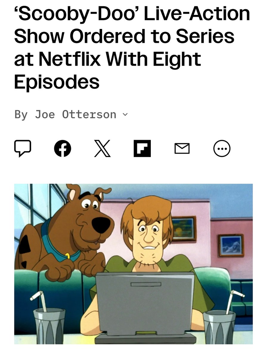 Netflix greenlights live-action Scooby-Doo series - meme