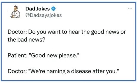 Doctor hit me with the worst good news combo of all time - meme