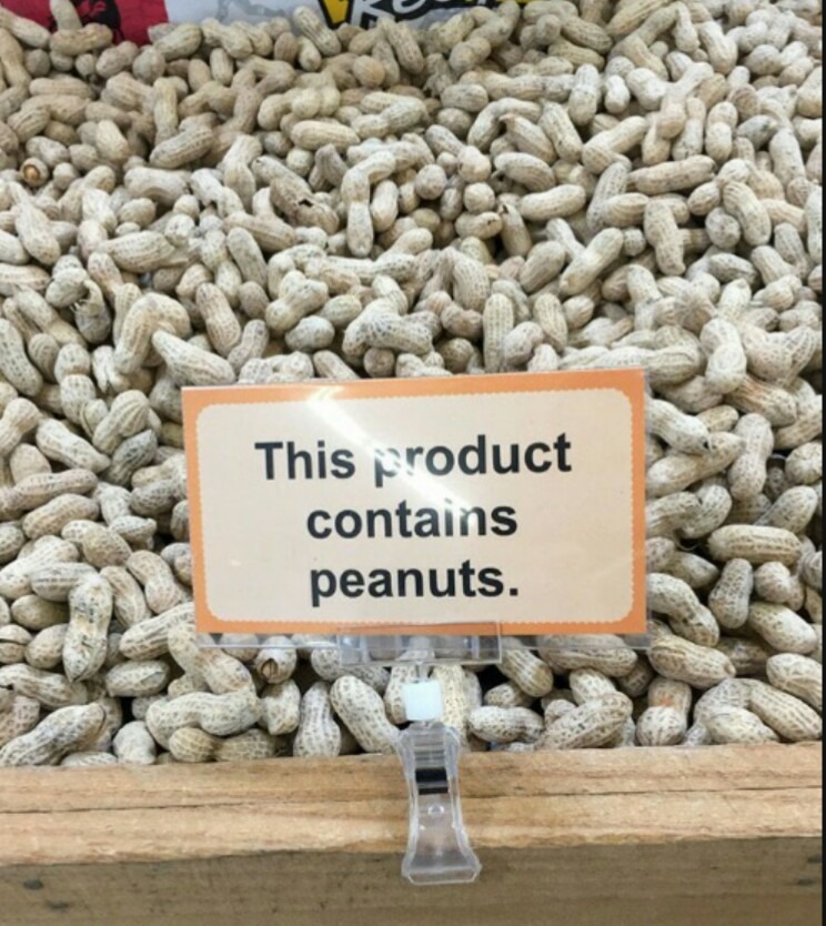 This product contains peanuts - meme