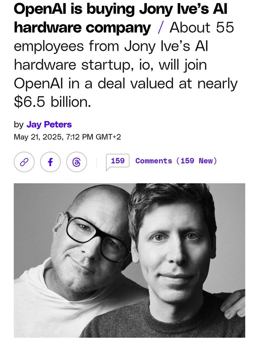 openai acquires jony ive's startup for $6.5B - meme