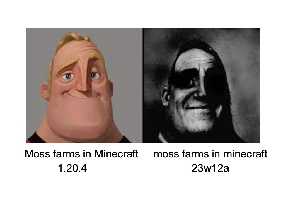 moss farms in Minecraft - meme