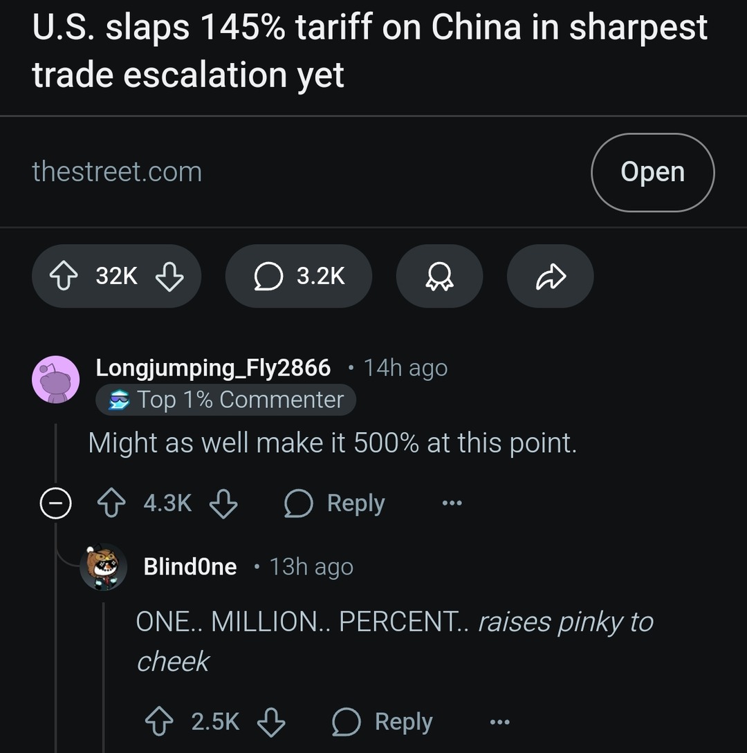 145% tariffs? Just round it up to 'you can't have it' - meme