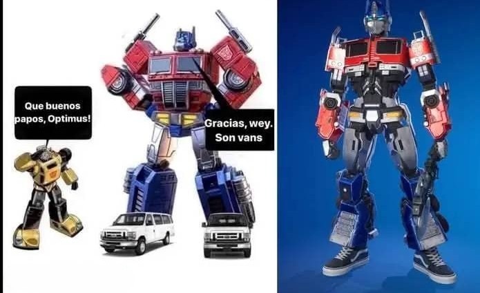Cuando Optimus te elogia los vans - meme
