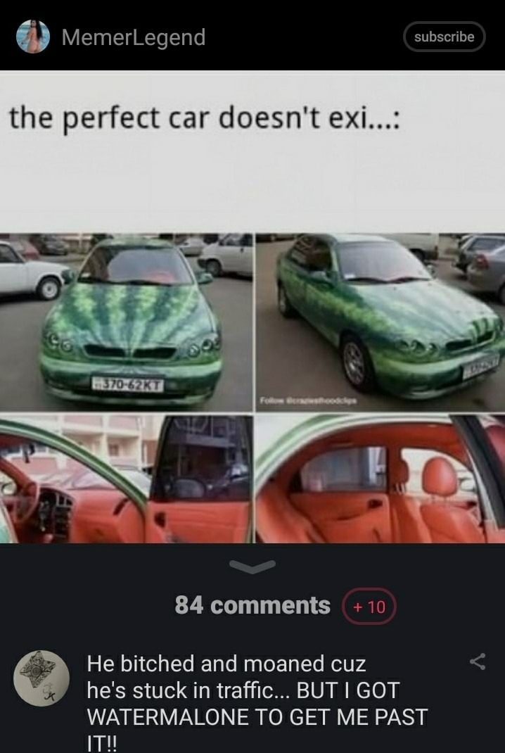 Watermelon car - meme