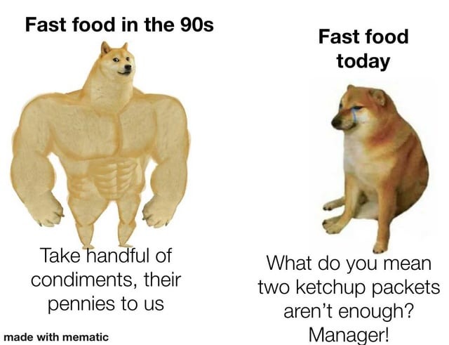 Fast food then and now - meme