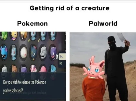 Pokemon vs Palworld - meme