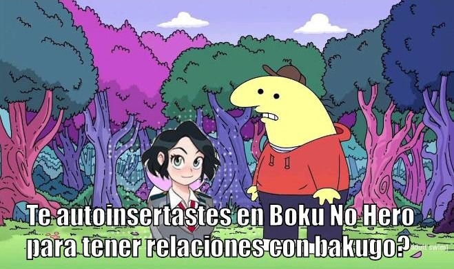 Contexto: Ella es Erin Clover, una artista que se autoinserto en boku no hero como una estudiante (nada nuevo) el tema es que ella actualmente esta increíblemente cancelada por tener relaciones sexuales con bakugo (Se suponía era menor de edad) - meme