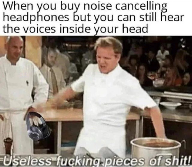 noice cancelling headphones - meme