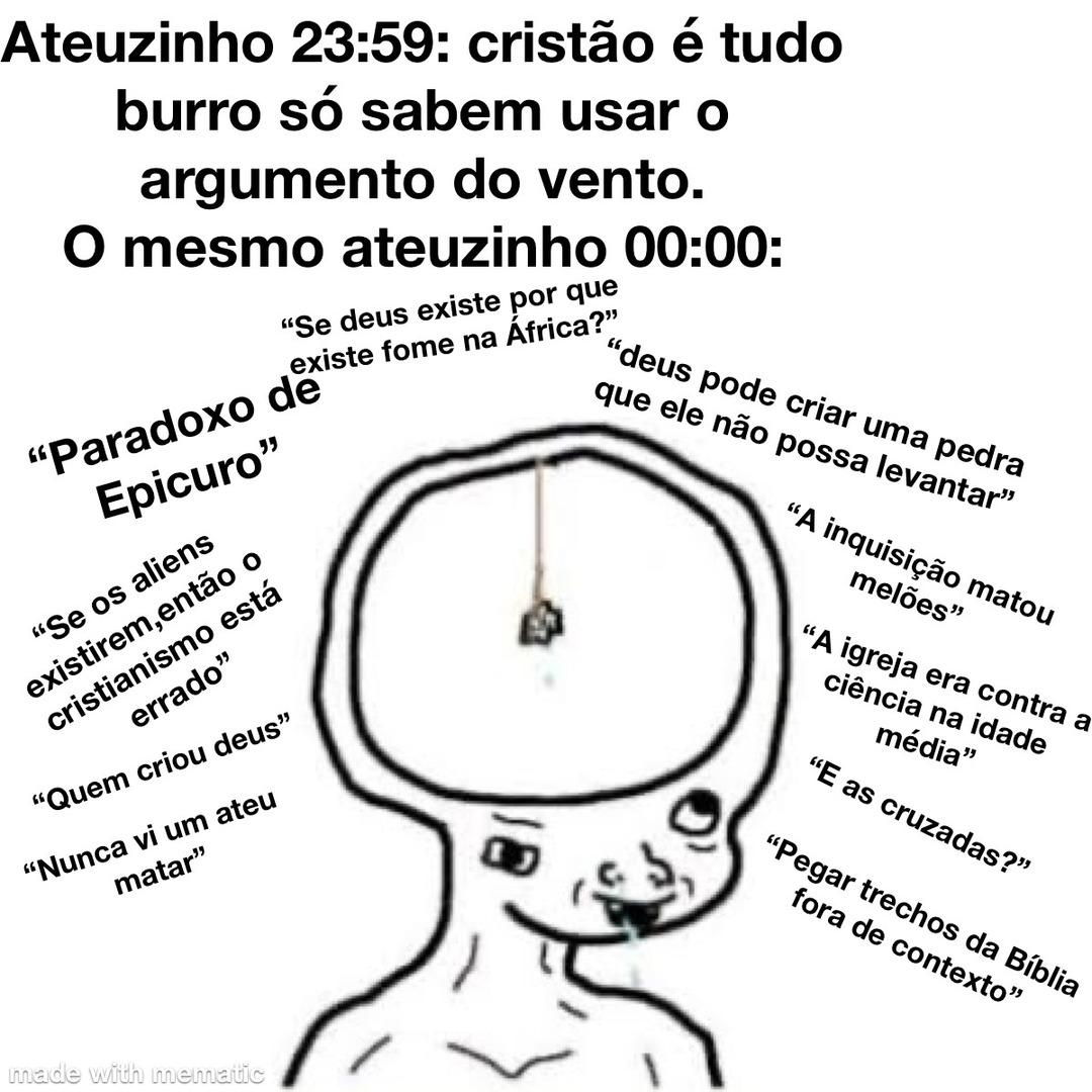 arjumento ateu aí - meme