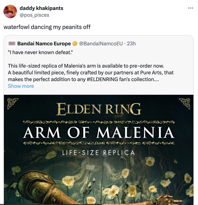 Elden ring life sized replica of Malenia - meme