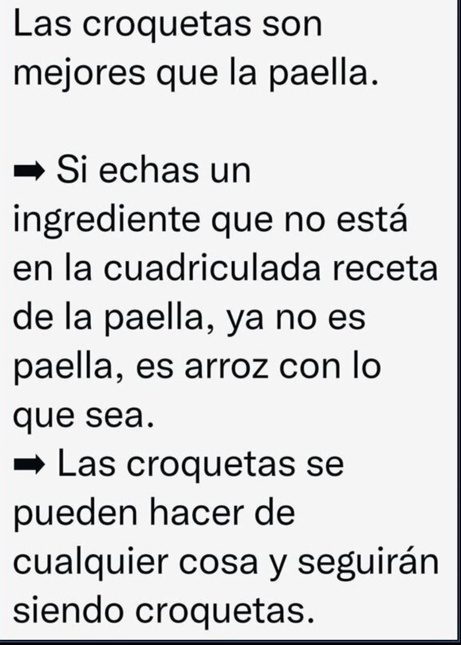 Croquetas 1 - Paella 0. Y no se discute más - meme
