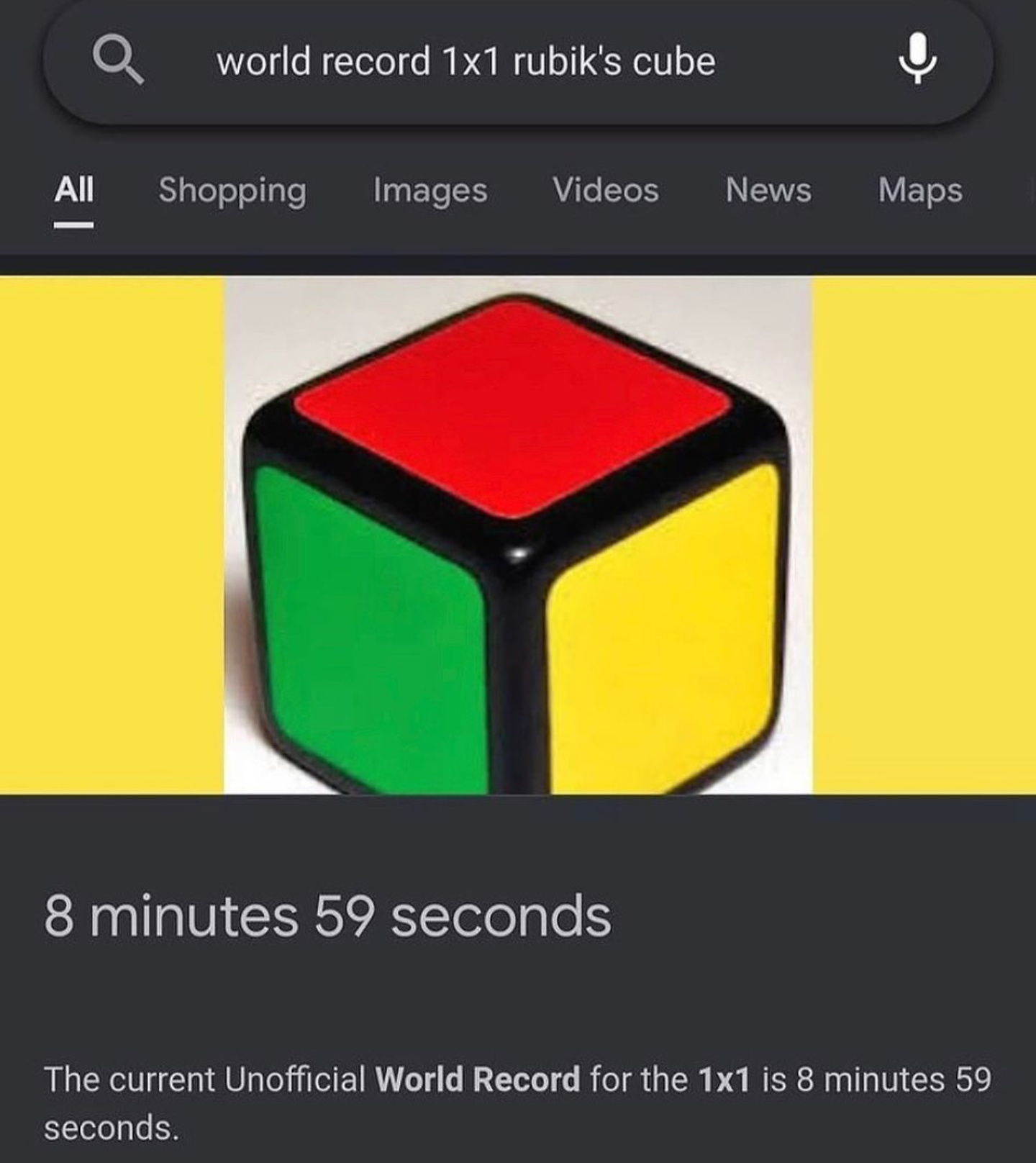 1x1 rubik's cube world record video