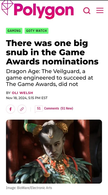 Dragon Age The Veilguard at The Game Awards - meme