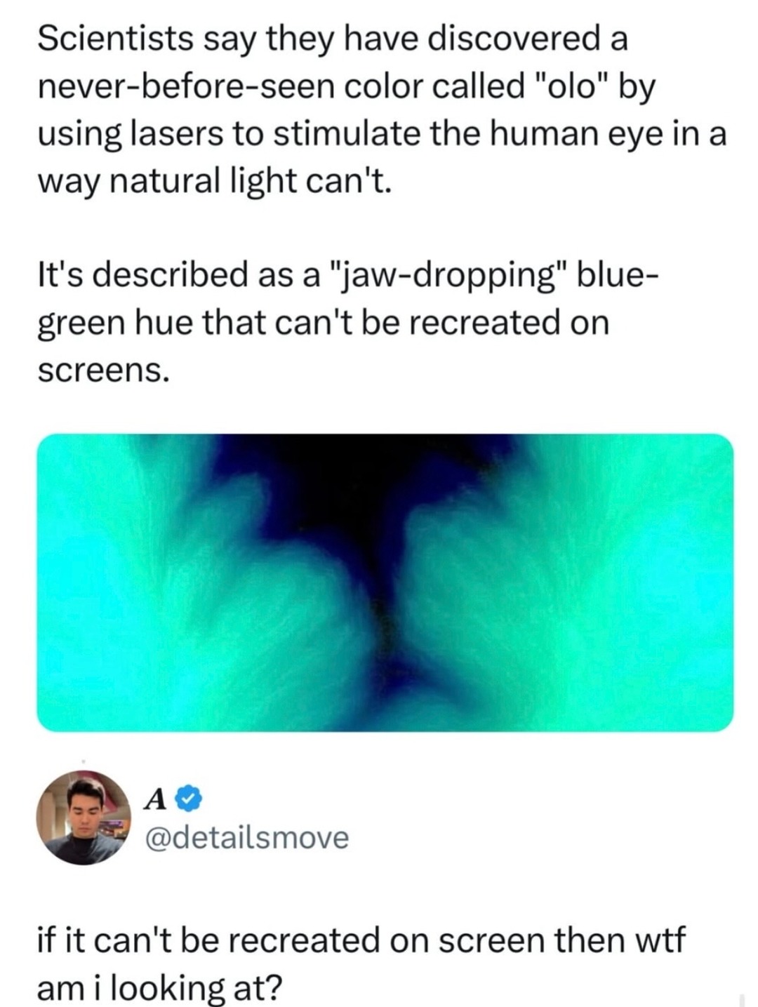 Scientists discovered a new color but good luck seeing it - meme