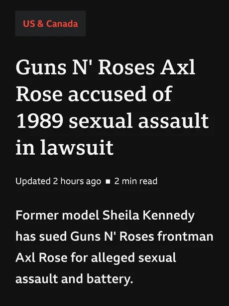 Axl Rose sued for alleged sexual assault by former model - meme