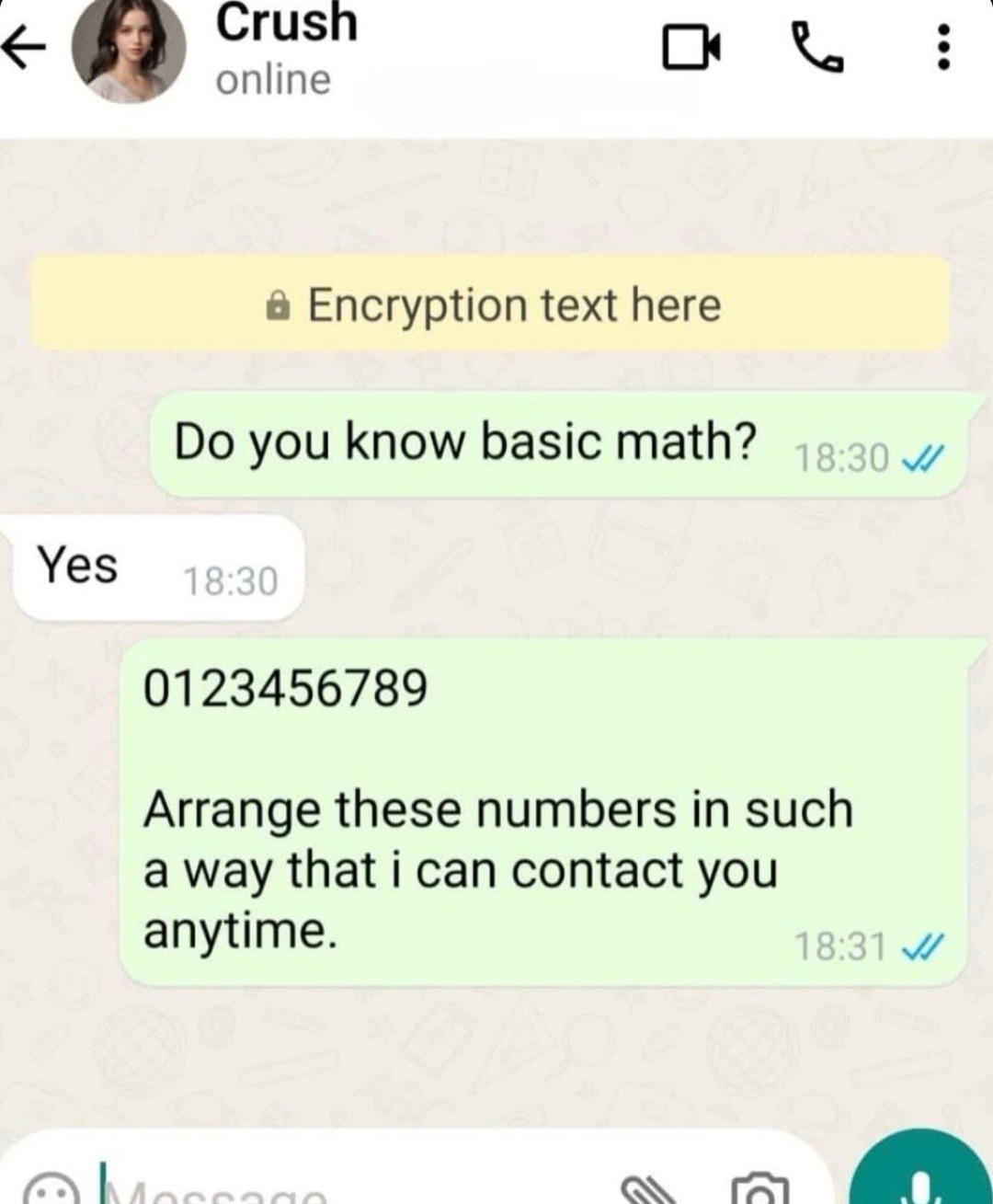 When your crush wants your number but in math form - meme
