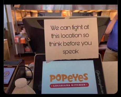 Popeyes warning - meme