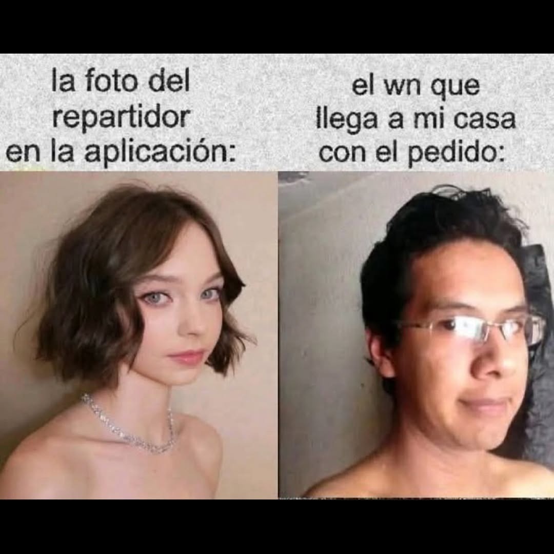 El repartidor en la app vs en la vida real - meme