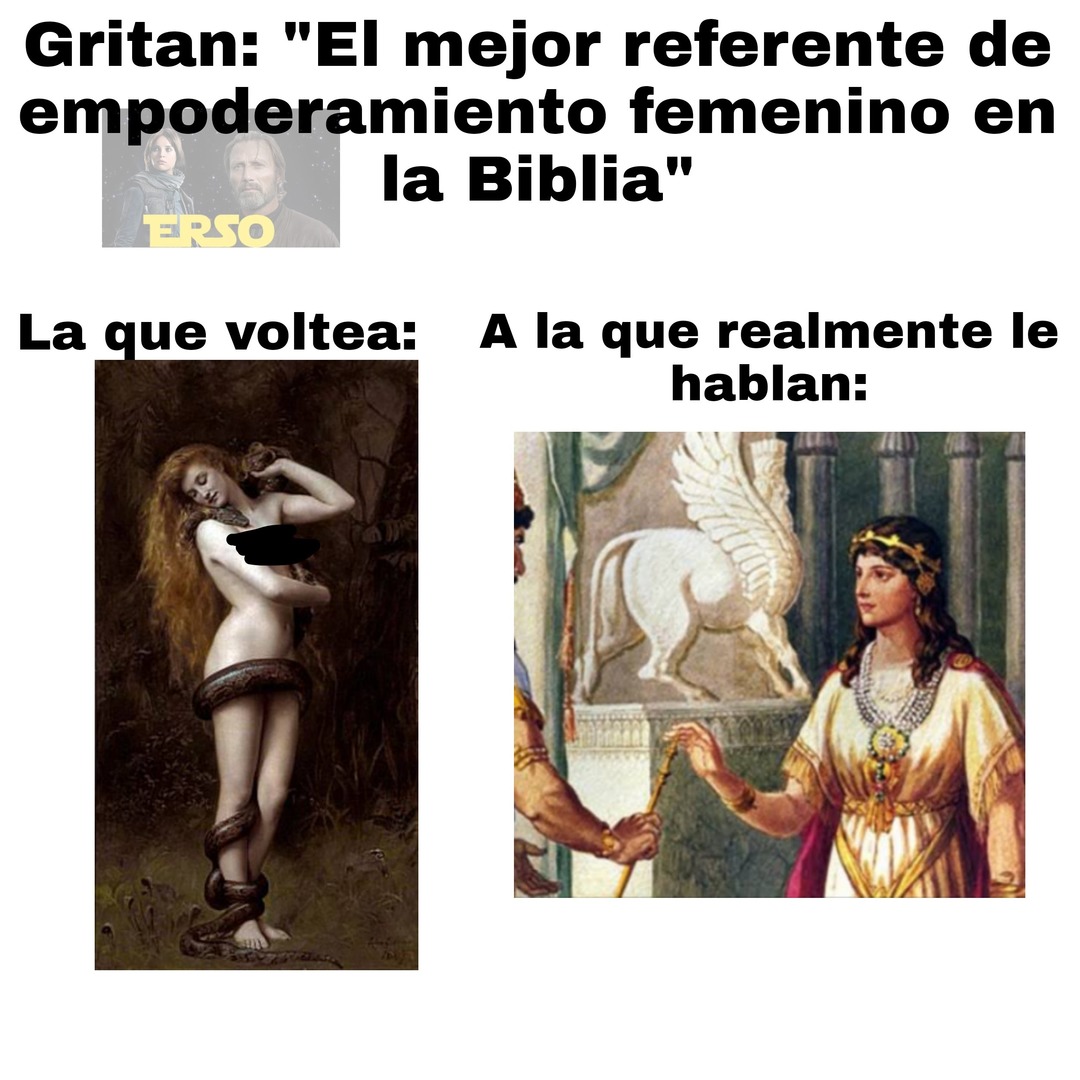 De todas formas Lilith no aparece realmente en la Biblia, por si no lo saben la de la derecha es la reina Ester, censuré la imagen de Lilith de forma medio burda, el que comenté "volvió el porno a mimosdroid" o algo parecido es treme - meme