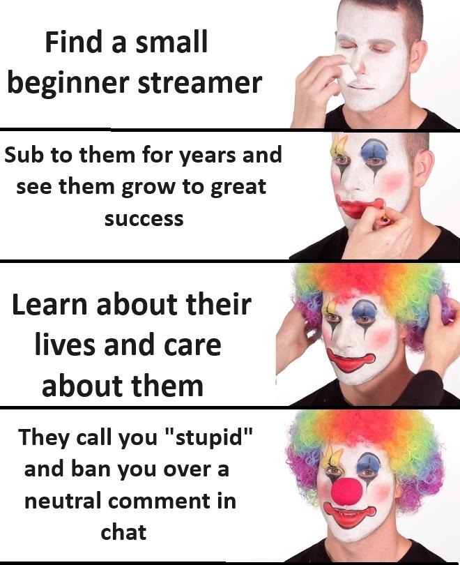 Clown beginner streamers - meme