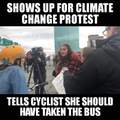 "Protester yells at biker" on YouTube or FB