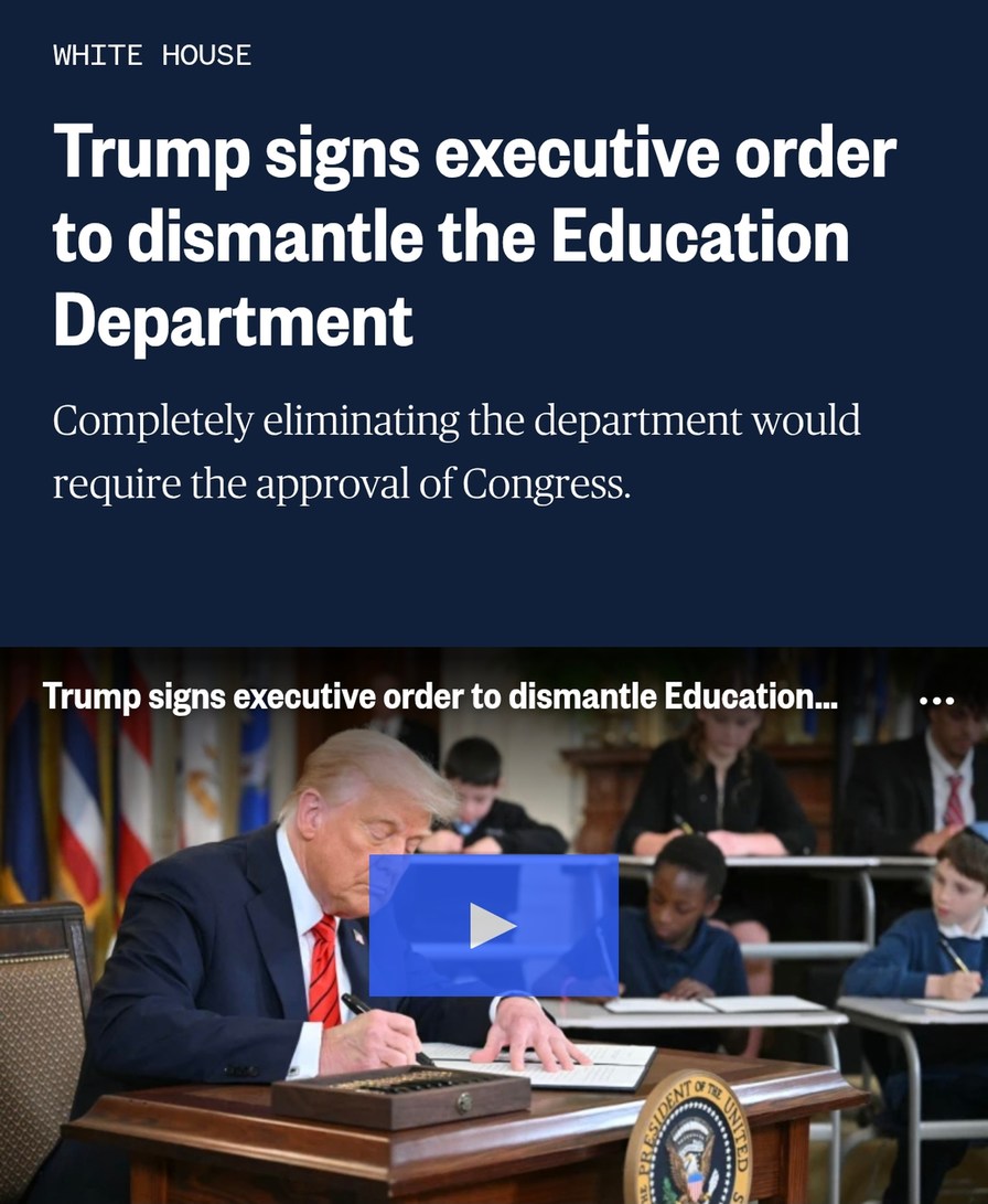 Trump just signed an order to dismantle the Education Dept. Wild times - meme