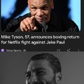 Mike Tyson return against Jake Paul meme