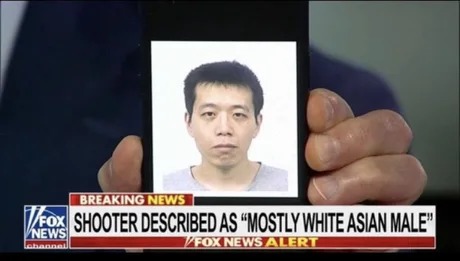 Mostly white asian male. He's a Chinese PhD student that shot his Phd supervisor - meme
