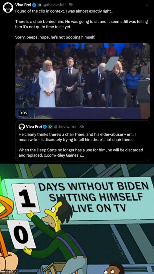 Joe Biden popping himself on live TV again - meme