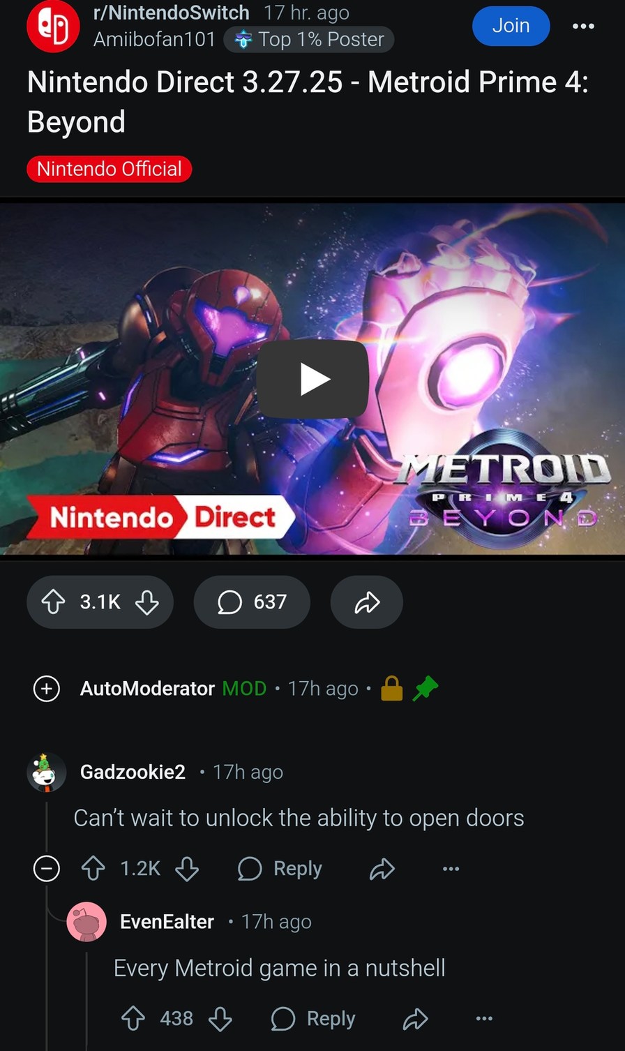 Metroid Prime 4 fans when the game lets you open doors again - meme