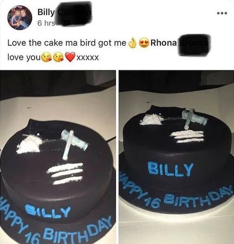 Birthday cake for drug addicts - meme