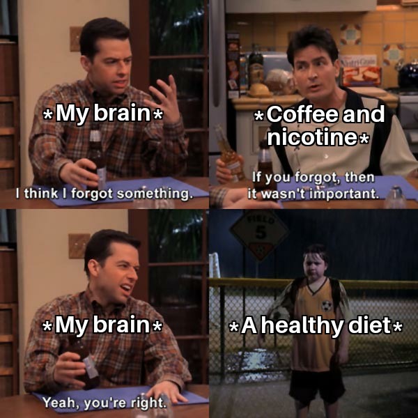 Coffee and a cigarette, a nutritious breakfast