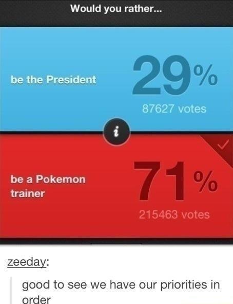Pokemon trainer vs President of the US - meme