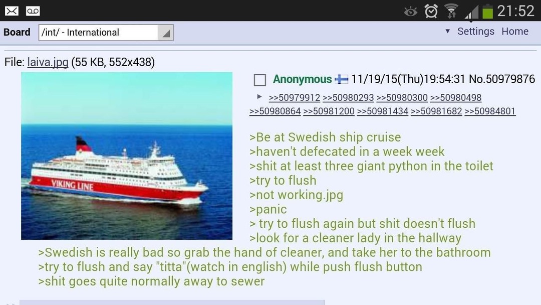 Swedish cruise + week-long poop = panic - meme