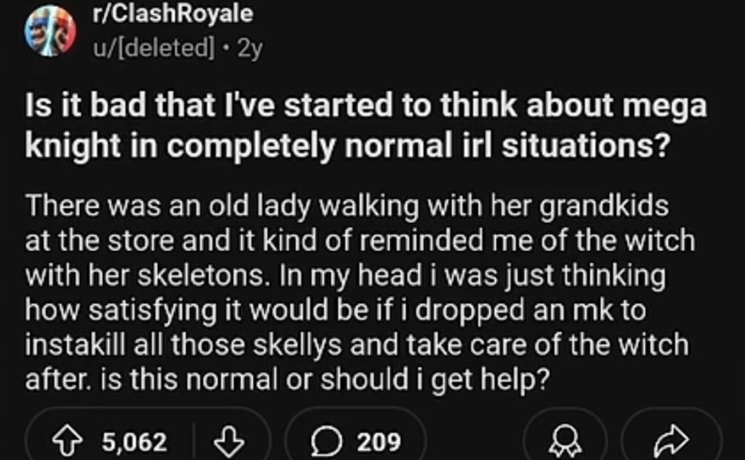 Thinking about Mega Knight IRL is wild behavior - meme