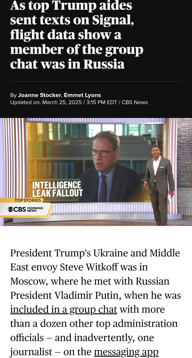 Trump's envoy was in Moscow when the war plans got leaked and now it's extra spicy - meme