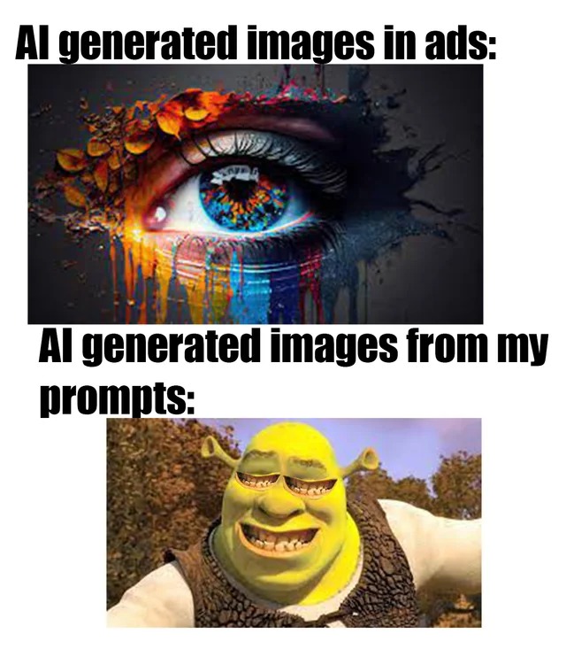 AI images in ads vs in my prompts - meme