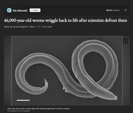 46,000 yo worms wriggle back to life after defrost - meme
