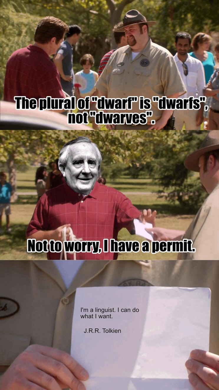 Tolkien inventing languages just to flex on us - meme