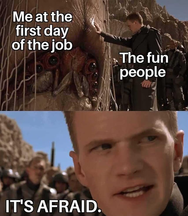 New job, new fear unlocked - meme