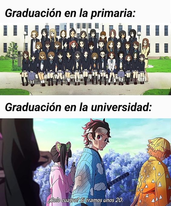 Graduación en primaria vs en la uni - meme