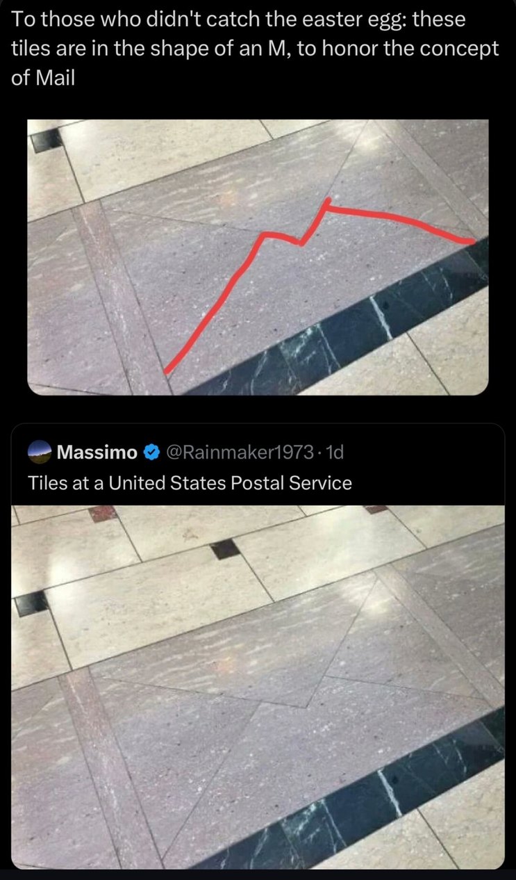 USPS tiles secretly repping the M - meme