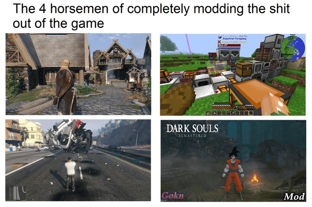 4 horsemen of modding video game - meme