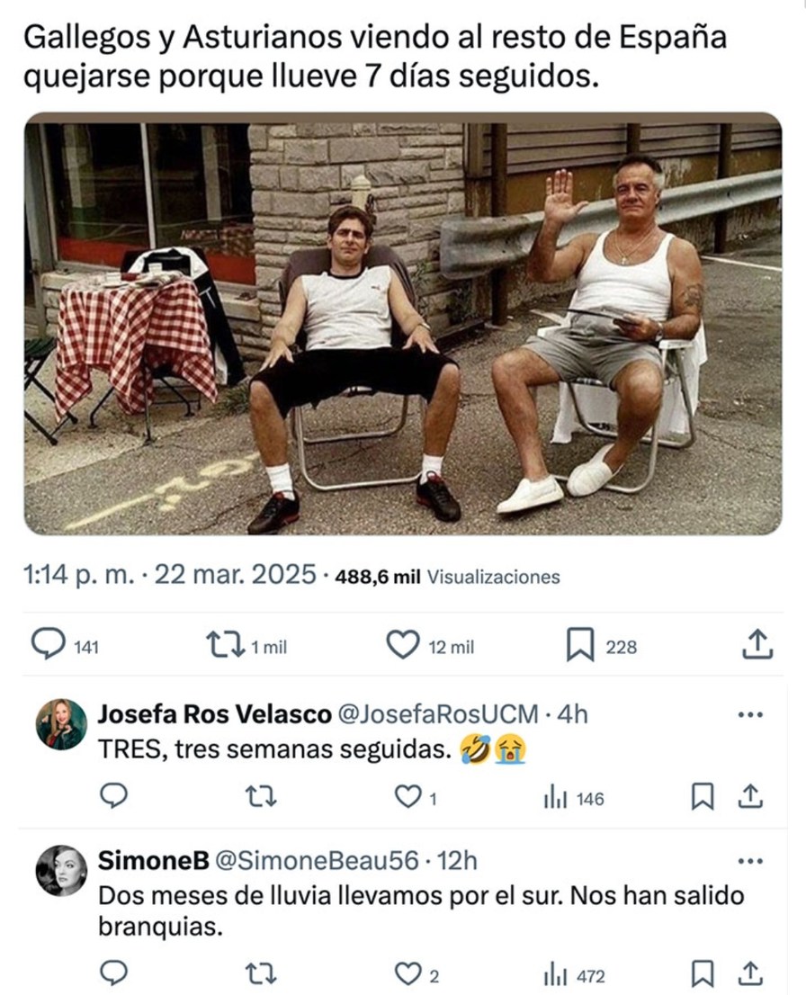 En Galicia llueve 3 semanas y ni se inmutan. España: drama nacional - meme
