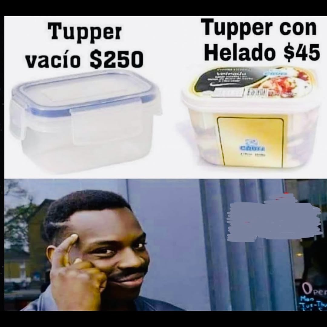 Tupper lleno: helado caro. Tupper vacío: tesoro familiar - meme