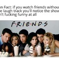 If you watch friends without the laugh track you will notice the show is not fucking funny at all