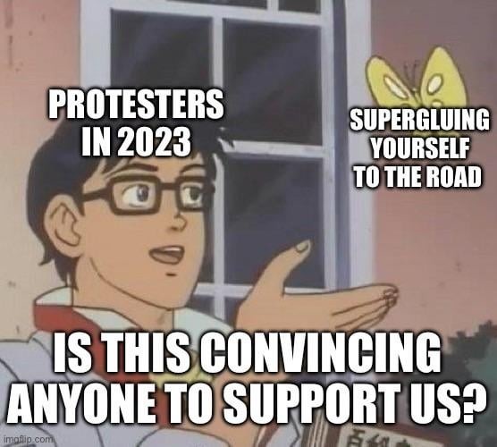Protesters in 2023 - meme