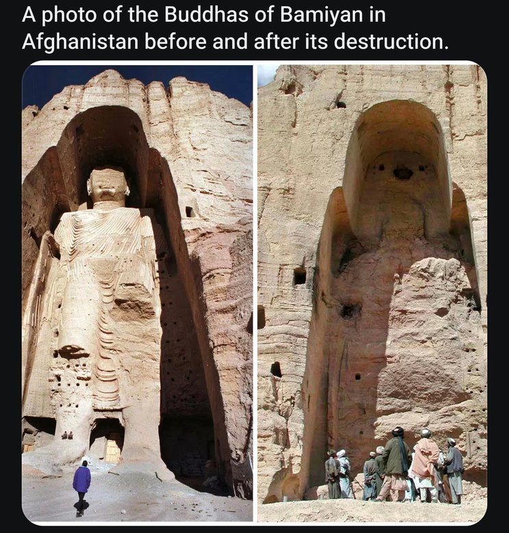 Before and after: The Buddhas of Bamiyan and human stupidity - meme