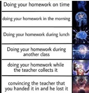 The many moods of homework - meme